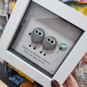 Sisters Are Different Flowers from The Same Garden - Sister Pebble Art Frame - Pebbled19