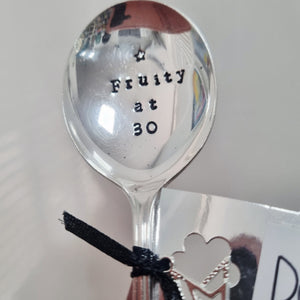 Fruity at 30 - stamped spoon - Dollop and Stir