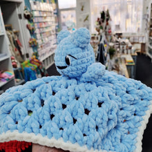 Load image into Gallery viewer, Crochet Baby/Children Plush Toy - UKCA Tested - Blue Teddy Comforter - Paw in Hand Crafts

