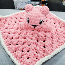 Load image into Gallery viewer, Crochet Baby/Children Plush Toy - UKCA Tested - Pink Teddy Comforter - Paw in Hand Crafts
