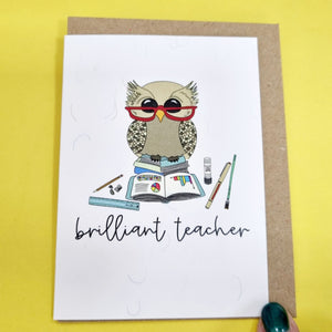 Mini Card - Brilliant Teacher - Greetings Card - Dandelion Stationery