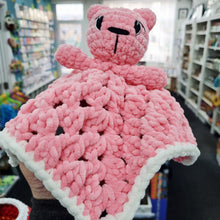 Load image into Gallery viewer, Crochet Baby/Children Plush Toy - UKCA Tested - Pink Teddy Comforter - Paw in Hand Crafts
