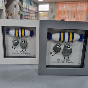 Leeds United Pebble Art Frame - Me And My Dad Marching On Together - Child Swinging from Scarf - Pebbled19 - Football Fans