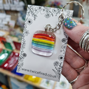 Glass Keyring - Rainbow - Twice Fired
