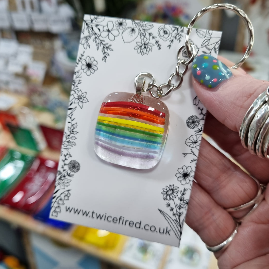 Glass Keyring - Rainbow - Twice Fired