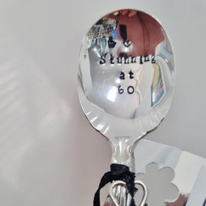 Stunning at 60 - stamped spoon - Dollop and Stir