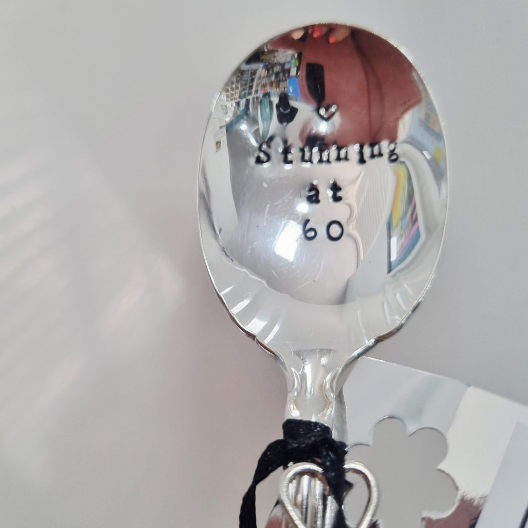 Stunning at 60 - stamped spoon - Dollop and Stir