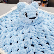 Load image into Gallery viewer, Crochet Baby/Children Plush Toy - UKCA Tested - Blue Teddy Comforter - Paw in Hand Crafts
