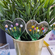 Load image into Gallery viewer, Heart - Small Glass Plant Stake - Fused Glass - Twice Fired
