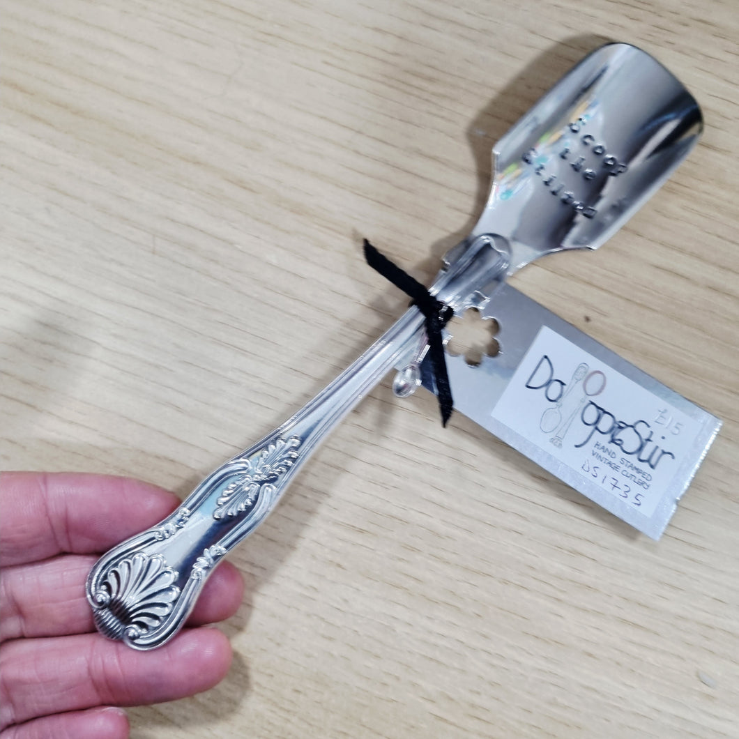 Scoop The Stilton - stamped spoon - Dollop and Stir