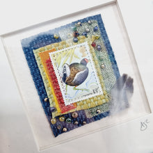 Load image into Gallery viewer, Framed Fabric Collage - Moorhen - Quirky Threads Art
