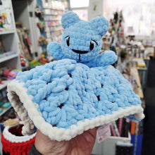 Load image into Gallery viewer, Crochet Baby/Children Plush Toy - UKCA Tested - Blue Teddy Comforter - Paw in Hand Crafts
