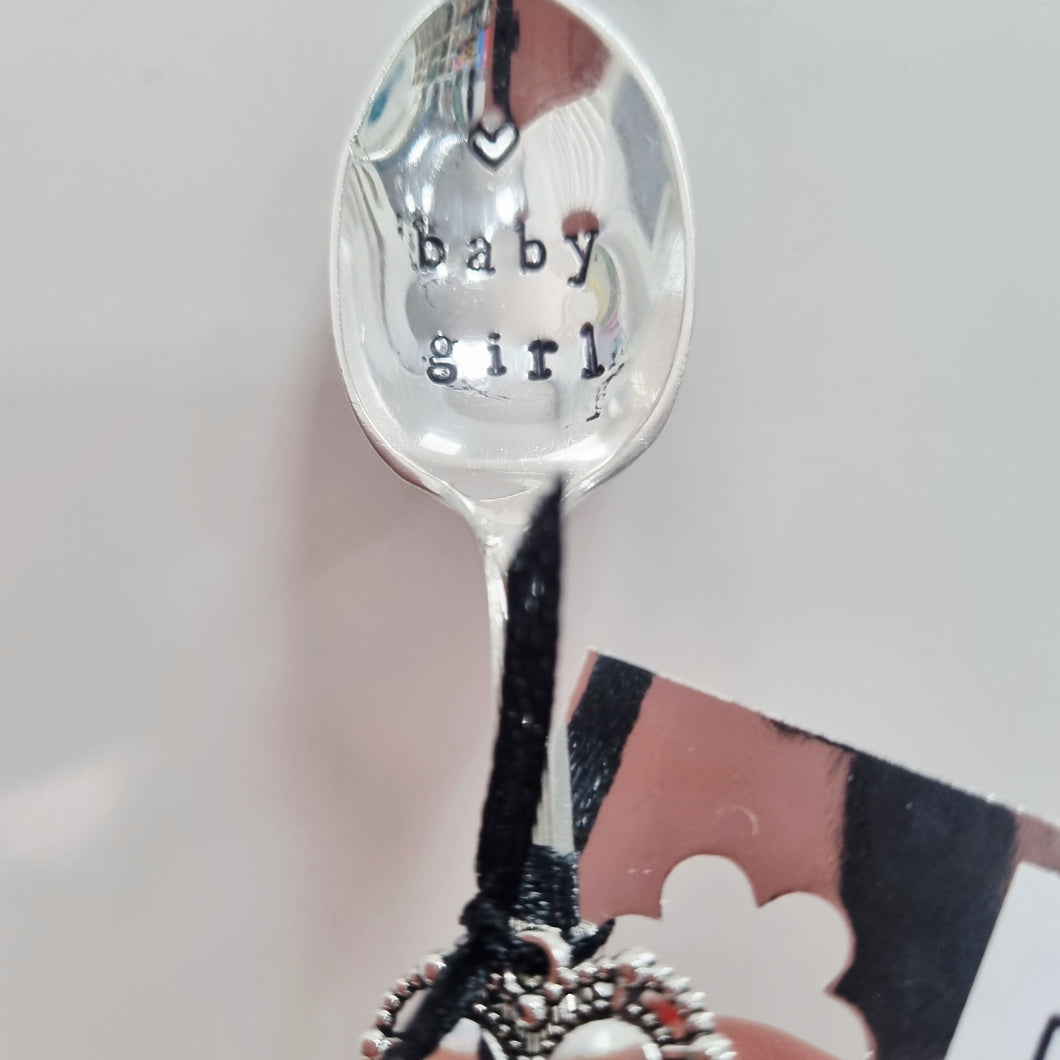 Baby girl - stamped teaspoon - Dollop and Stir