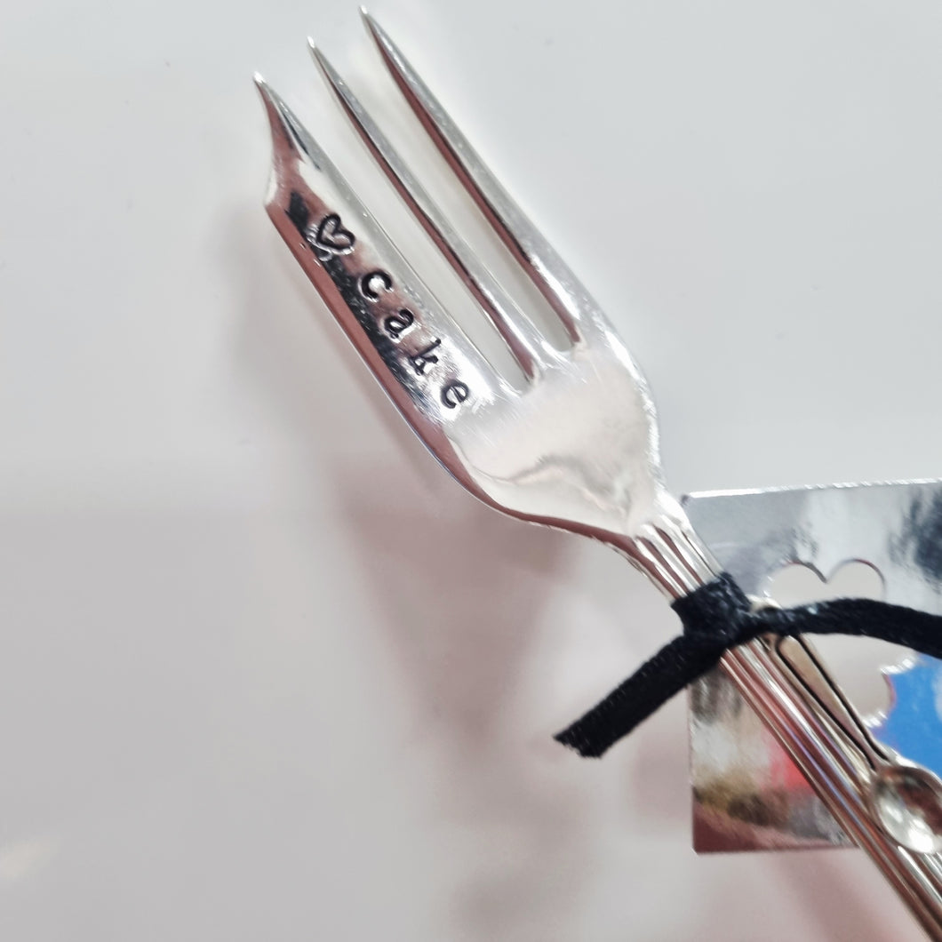 Cake love - Stamped Cake Fork - stamped fork - Dollop and Stir