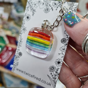 Glass Keyring - Rainbow - Twice Fired