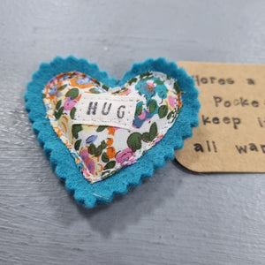 Pocket Hug - Fabric Heart Hugs with lots of sayings - Quirky Threads Art
