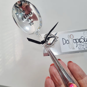 Flirty at 30 - stamped spoon - Dollop and Stir