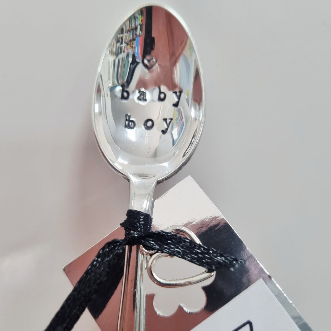 Baby Boy - stamped teaspoon - Dollop and Stir
