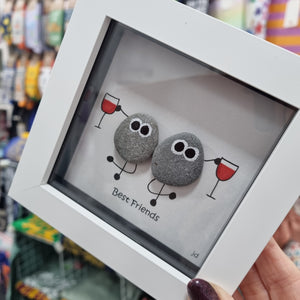 Best Friends (Red Wine) - Pebble Art Frame - Pebbled19