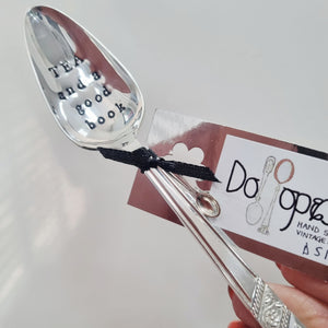 Tea and a good book - stamped teaspoon - Dollop and Stir