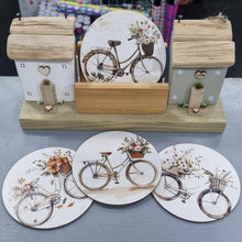 Load image into Gallery viewer, Row of Cottages with Bicycles Coaster Set - Tina's Lovely Creations
