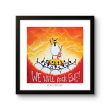 Load image into Gallery viewer, Print - We Will Rock Ewe - Sheep Puns - Queen - Mervyn Tay Art
