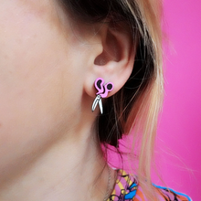 Load image into Gallery viewer, Wooden Stud Earrings - Scissors - Silly Loaf
