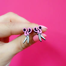 Load image into Gallery viewer, Wooden Stud Earrings - Scissors - Silly Loaf

