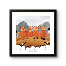 Load image into Gallery viewer, Print - Scottish Locals - Highland Cow Puns - Mervyn Tay Art
