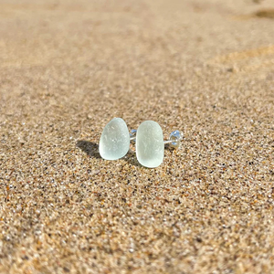 Sea Glass Stud Earrings - Sterling Silver - various colours - Fayth Seaglass