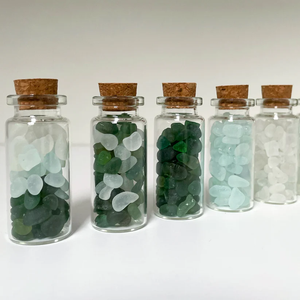 Mini Seaglass Bottle - various colours - Fayth Seaglass