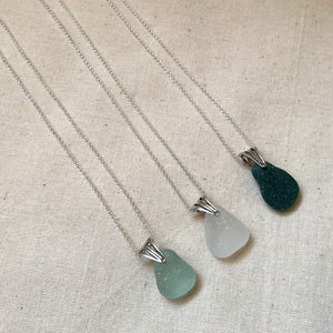 Sea Glass Necklace - Belcher Chain - Sterling Silver - various colours - Fayth Seaglass