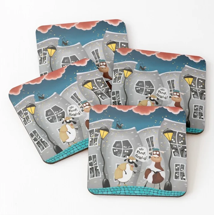 Coaster - No Sheep Shearlock! - Sheep Puns - Sherlock Holmes - Mervyn Tay Art