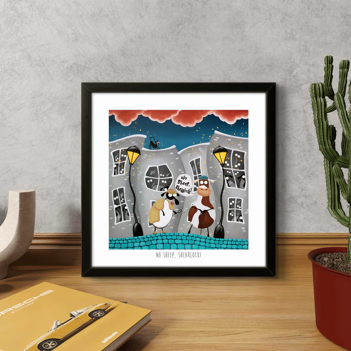 Print - No Sheep Sherlock! - Sheep Puns - Sherlock Holmes - Mervyn Tay Art