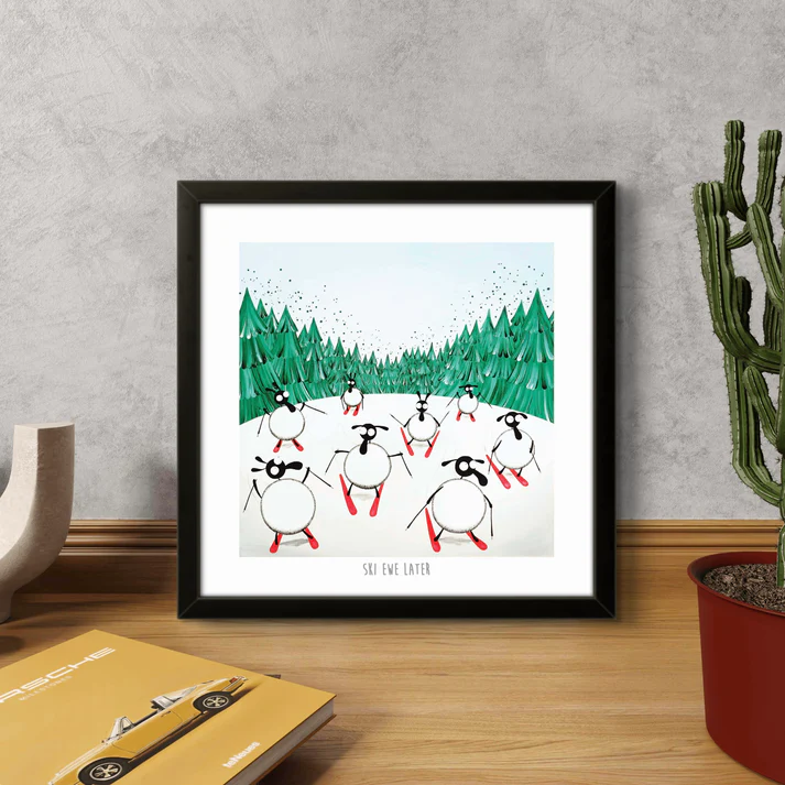 Print - Ski You Later - Sheep Puns - Mervyn Tay Art