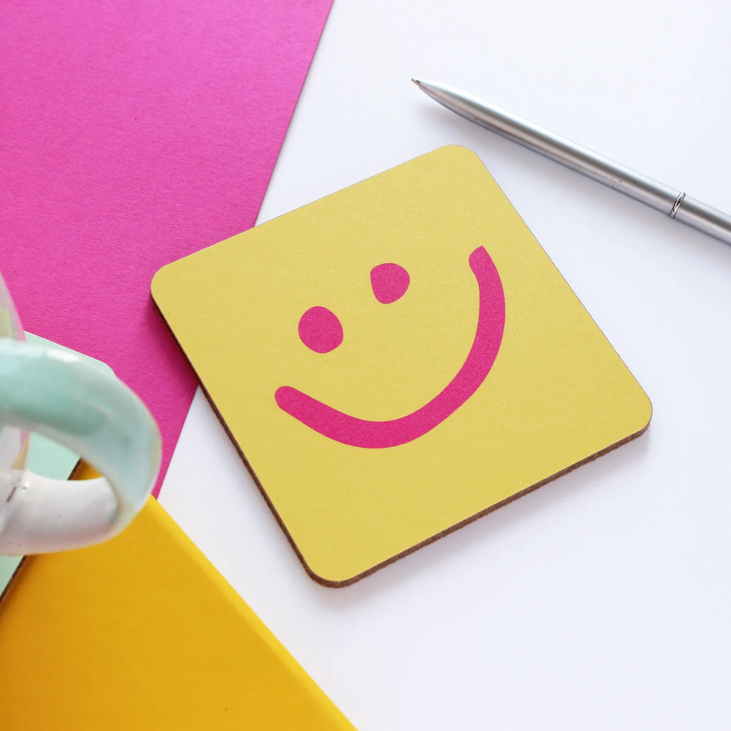 Smiley Face Coaster  - Happy Smile - Purple Tree Designs