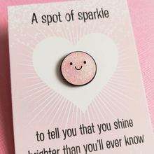 Load image into Gallery viewer, Enamel Pin - A Spot of Sparkle - Pink - Positive Pin - By Kate Elford
