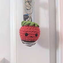 Load image into Gallery viewer, Crochet amigurami Strawberry keyring - CuddlingaCactus
