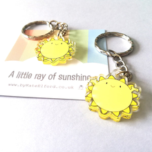 Load image into Gallery viewer, Acrylic Keyring - Little Ray of Sunshine - Cute mini positivity key ring - By Kate Elford
