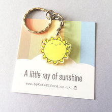 Load image into Gallery viewer, Acrylic Keyring - Little Ray of Sunshine - Cute mini positivity key ring - By Kate Elford
