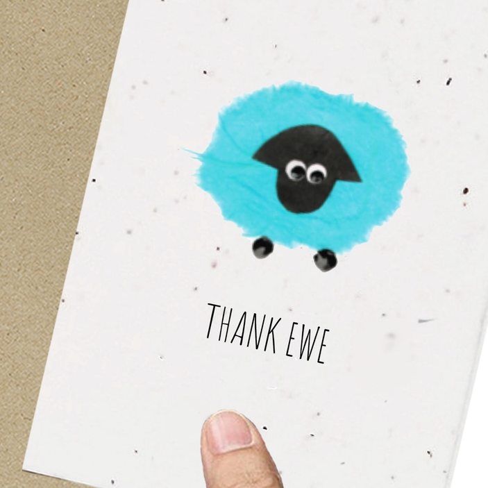 Wildflower Seed Plantable Greetings card - Thank Ewe - Sheep puns - Thank you card - Eco Friendly Cards