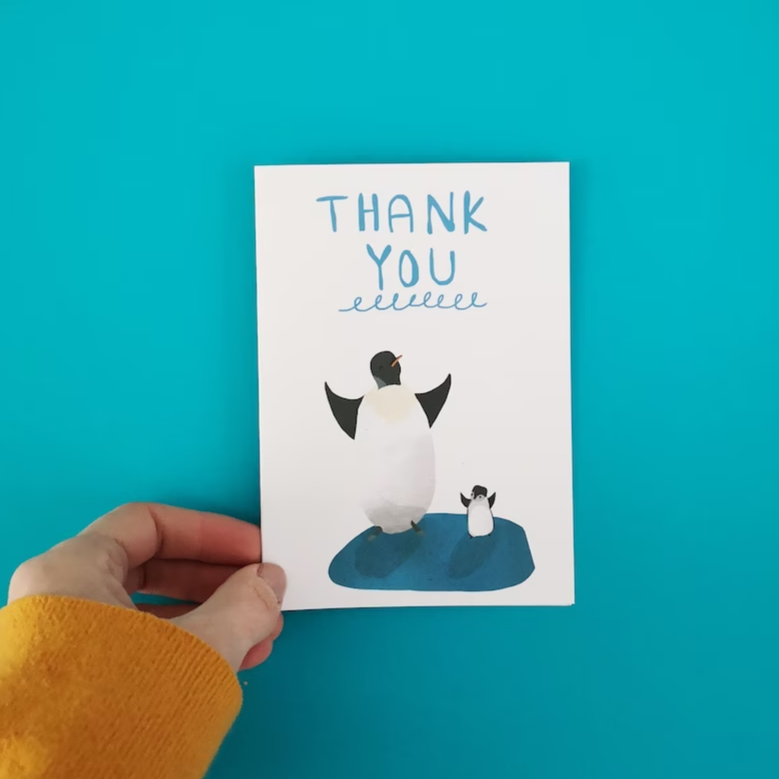 Thank You Penguins card - Illustrator Kate