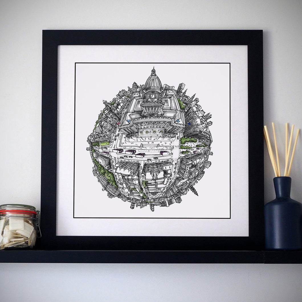 Leeds Town Hall Globe - Square Print - StavesArt