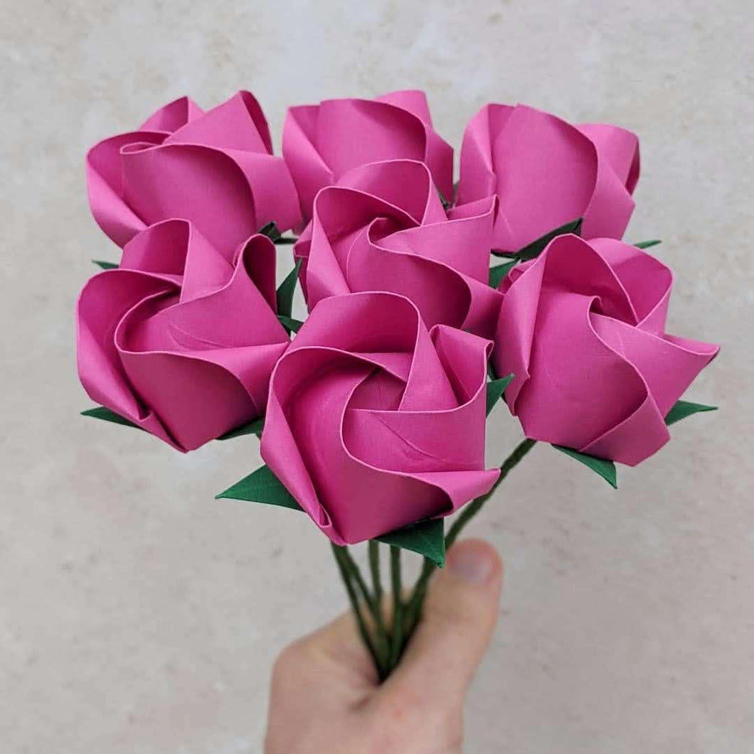Paper Rose Bouquet - Pink - Origami Blooms