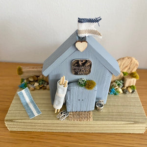Beach Hut -Dark Blue - Wooden Cottage - Tina's Lovely Creations