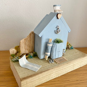 Beach Hut - Pale Blue - Wooden Cottage - Tina's Lovely Creations