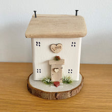 Load image into Gallery viewer, Love Cottage on Log Slice - Wooden Cottage - Tina&#39;s Lovely Creations
