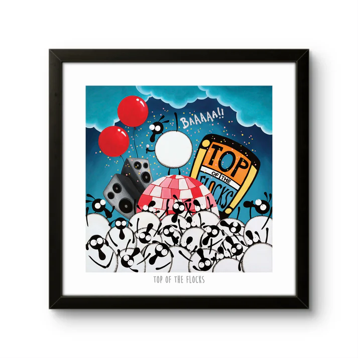 Print - Top of the Flocks - Sheep Puns - Top of the Pops - Mervyn Tay Art