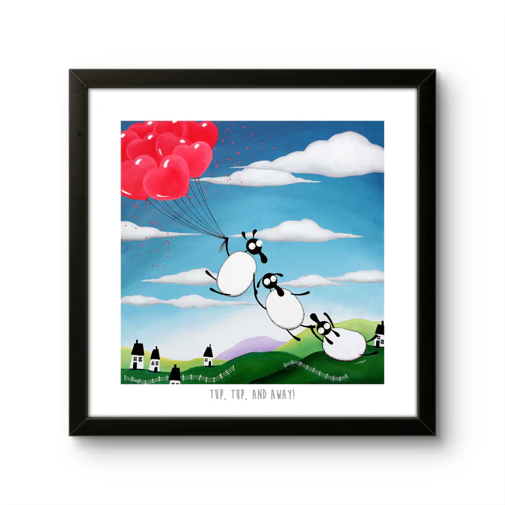 Print - Tup Tup and Away! - Sheep Puns - Balloons - Mervyn Tay Art