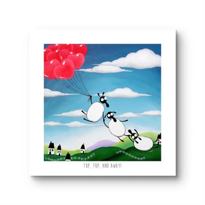 Print - Tup Tup and Away! - Sheep Puns - Balloons - Mervyn Tay Art